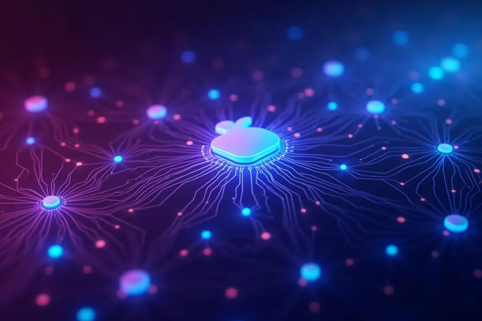 Abstract visualization of technical AI integration and system architecture