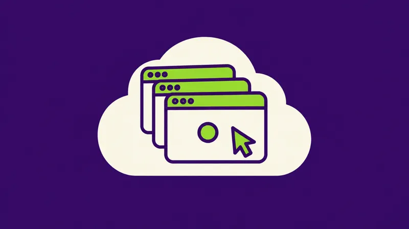 Wolke mit drei Browserfenstern, Zeiger und Aufzeichnungspunkt