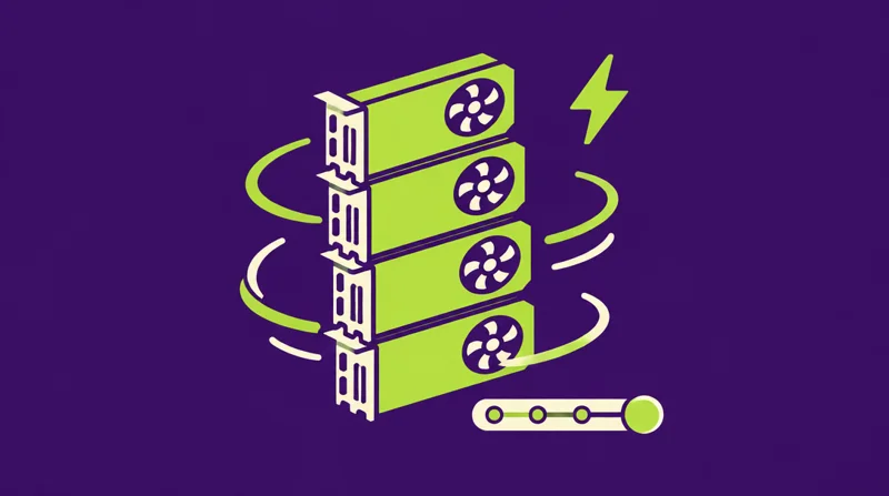 Flache Illustration serverloser GPU-Ausführung mit parallelen Instanzen